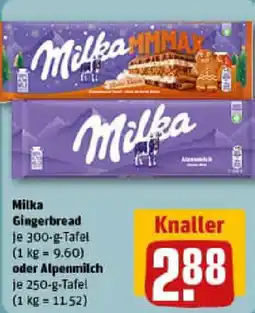 REWE Milka Gingerbread oder Alpenmilch Angebot