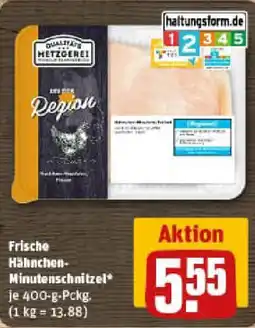 REWE Frische Hähnchen- Minutenschnitzel Angebot