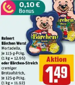 REWE Reinert Bärchen Wurst oder Bärchen-Streich Angebot