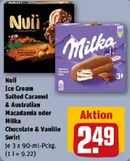 REWE Nuii Ice Cream Salted Caramel & Australian Macadamia oder Milka Chocolate & Vanille Swirl Angebot