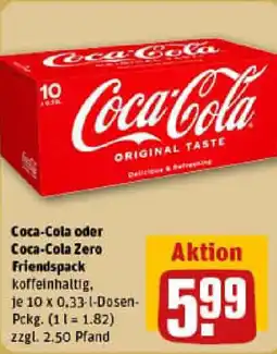 REWE Coca-Cola oder Coca-Cola Zero Friendspack Angebot