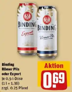 REWE Binding Römer Pils oder Export Angebot