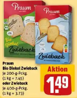 REWE Praum Bio Dinkel Zwieback oder Zwieback Angebot