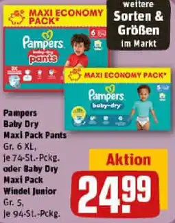 REWE Pampers Baby Dry Maxi Pack Pants od Maxi Pack Windel Junior Angebot