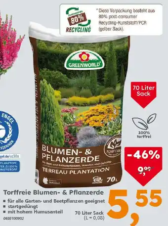 Globus Baumarkt GREENWORLD Torffreie Blumen- & Pflanzerde Angebot