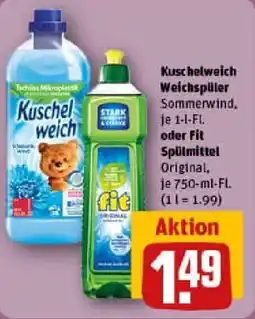 REWE Kuschelweich Weichspüler oder Fit Spülmittel Angebot