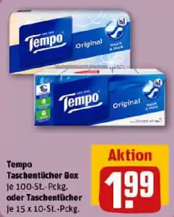 REWE Tempo Taschentücher Box oder Taschentücher Angebot