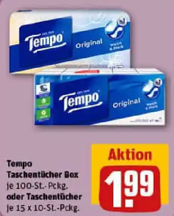 REWE Tempo Taschentücher Box oder Taschentücher Angebot