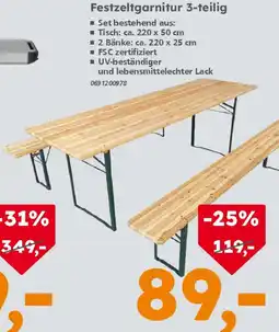 Globus Baumarkt Festzeltgarnitur 3-teilig Angebot