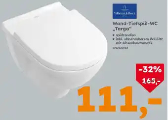 Globus Baumarkt Villeroy & Boch Wand-Tiefspül-WC „Targa“ Angebot