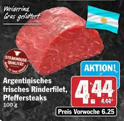 HIT Argentinisches frisches Rinderfilet, Pfeffersteaks Angebot