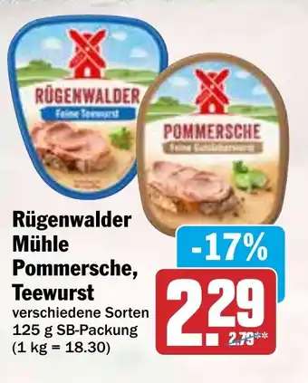 HIT Rügenwalder Mühle Pommersche, Teewurst Angebot