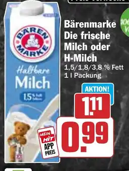 HIT Bärenmarke Die frische Milch oder H-Milch Angebot
