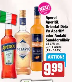 HIT Aperol Aperitif, Oriental Déjà Vu Aperitif oder Andalö Sanddornlikör Angebot