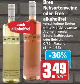 HIT Bree Rebsortenweine oder Free alkoholfrei Angebot
