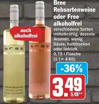 HIT Bree Rebsortenweine oder Free alkoholfrei Angebot
