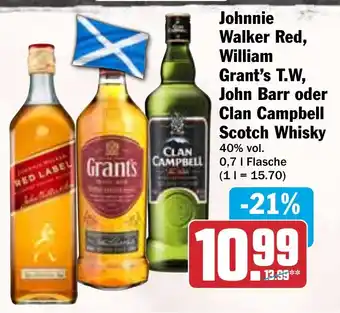 HIT Johnnie Walker Red, William Grant's T.W, John Barr oder Clan Campbell Scotch Whisky Angebot