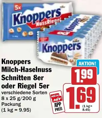 HIT Knoppers Milch-Haselnuss Schnitten 8er oder Riegel 5er Angebot