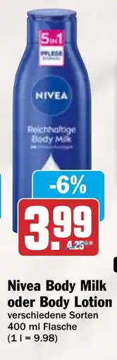 HIT Nivea Body Milk oder Body Lotion Angebot