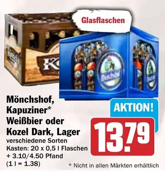HIT Mönchshof, Kapuziner Weißbier oder Kozel Dark, Lager Angebot