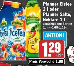 HIT Pfanner Eistee oder Pfanner Säfte, Nektare Angebot