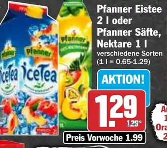 HIT Pfanner Eistee oder Pfanner Säfte, Nektare Angebot