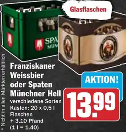 HIT Franziskaner Weissbier oder Spaten Münchner Hell Angebot