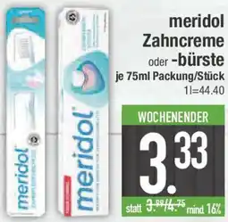 E-Center meridol Zahncreme oder -bürste Angebot