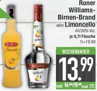 E-Center Roner Williams Birnen-Brand oder Limoncello Angebot