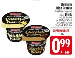 Edeka Ehrmann High Protein Pudding, Joghurt oder Drink Angebot
