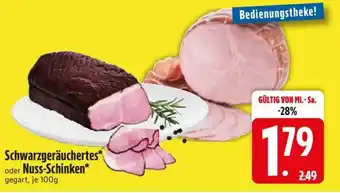 Edeka Schwarzgeräuchertes oder Nuss-Schinken Angebot