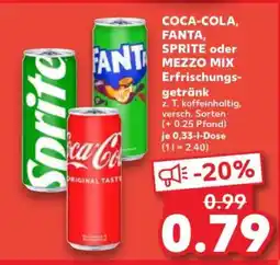Kaufland COCA-COLA, FANTA, SPRITE oder MEZZO MIX Erfrischungsgetränk Angebot