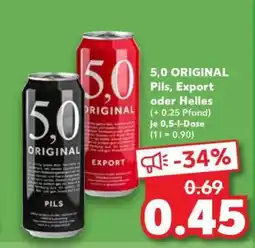 Kaufland 5,0 ORIGINAL Pils, Export oder Helles Angebot