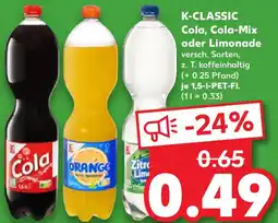 Kaufland K-CLASSIC Cola, Cola-Mix oder Limonade Angebot