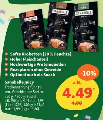 Fressnapf Sanabelle Juicy Trockennahrung für Katzen. Angebot