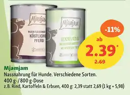 Fressnapf Mjamjam Nassnahrung für Hunde. Angebot