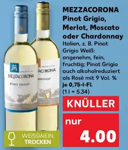Kaufland MEZZACORONA Pinot Grigio, Merlot, Moscato oder Chardonnay Angebot