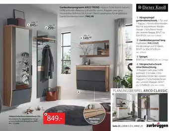 Zurbrüggen Dieter knoll garderobenprogramm arco trend Angebot