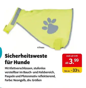 Das Futterhaus Trixie sicherheitsweste für hunde Angebot