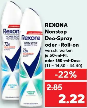 Kaufland REXONA Nonstop Deo Spray oder Roll-on Angebot