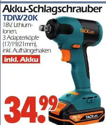 Wreesmann Tacklife akku-schlagschrauber tdiw20k Angebot