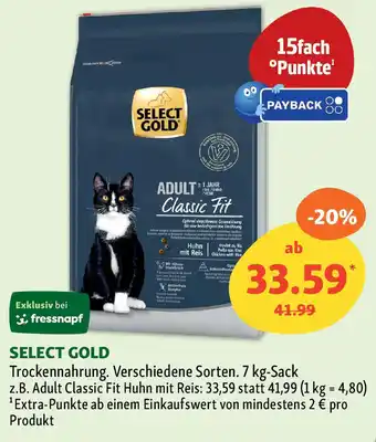Fressnapf SELECT GOLD Trockennahrung. Angebot