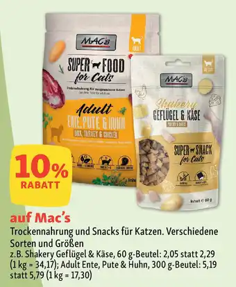 Fressnapf Mac's Trockennahrung und Snacks für Katzen. Angebot