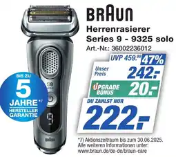 Expert Technomarkt BRAUN Herrenrasierer Series 9 9325 solo Angebot