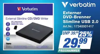 Expert Technomarkt Verbatim Externer DVD-Brenner Slimline USB 2.0 Angebot