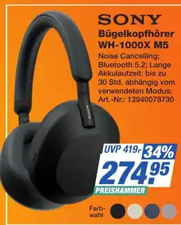 Expert Technomarkt SONY Bügelkopfhörer WH-1000X M5 Angebot
