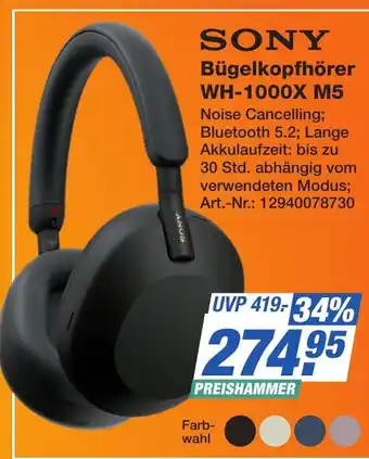 Expert Technomarkt SONY Bügelkopfhörer WH-1000X M5 Angebot