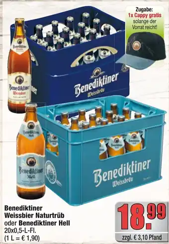 alldrink Benediktiner Weissbier Naturtrüb oder Benediktiner Hell Angebot