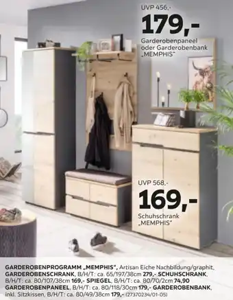 Mömax Garderobenpaneel oder Garderobenbank „MEMPHIS" Angebot