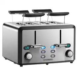Netto Marken-Discount Steinborg 4 Scheiben Edelstahl XXL Toaster mit Brötchenaufsatz 1600W Angebot